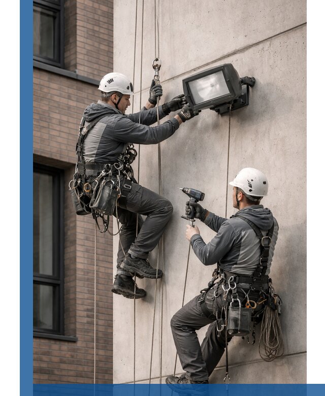 Профессиональный монтаж фасадных прожекторов в Темрюке под ключ