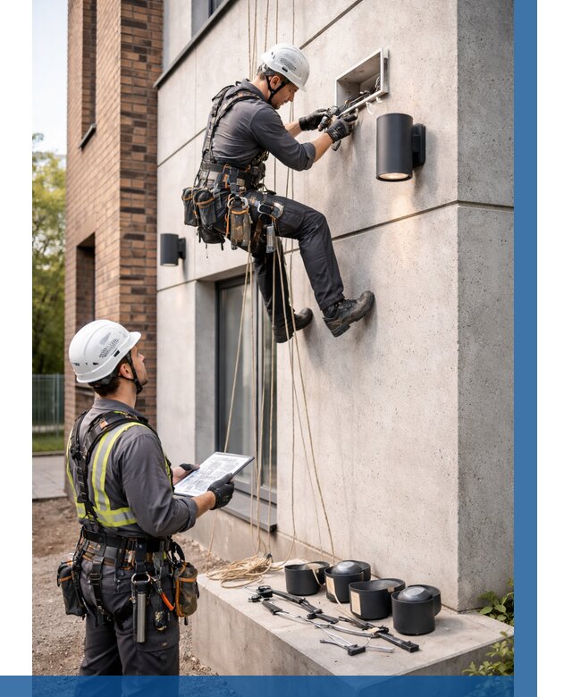 Монтаж фасадного освещения в Темрюке от 2573 р. | ВЫСОТНИК-Тмр