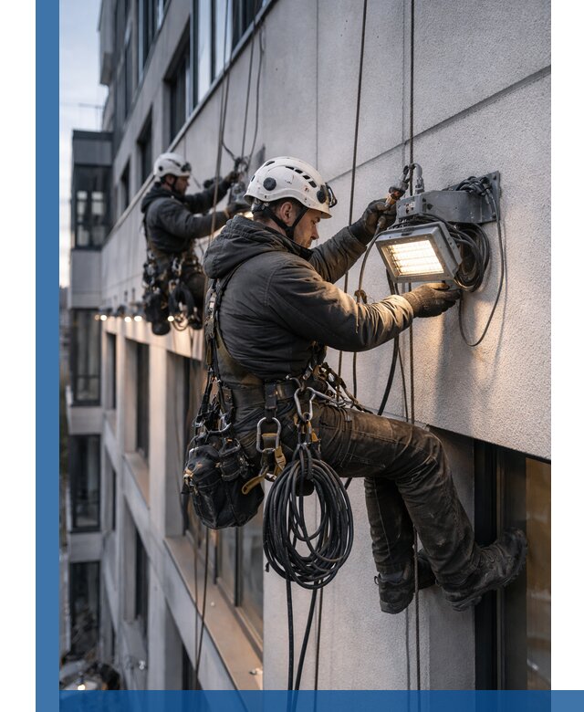 Монтаж фасадного освещения в Темрюке установка и подключение