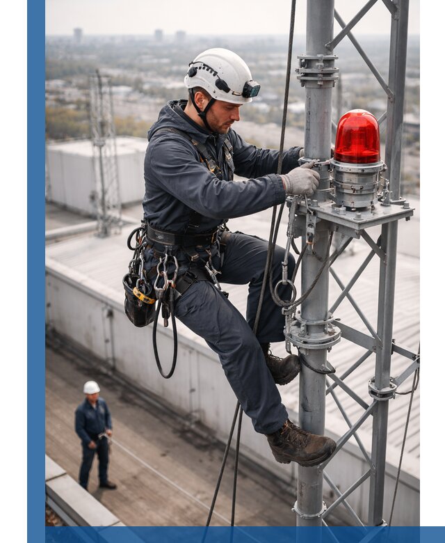 Монтаж заградительных огней и обслуживание объектов в Темрюке
