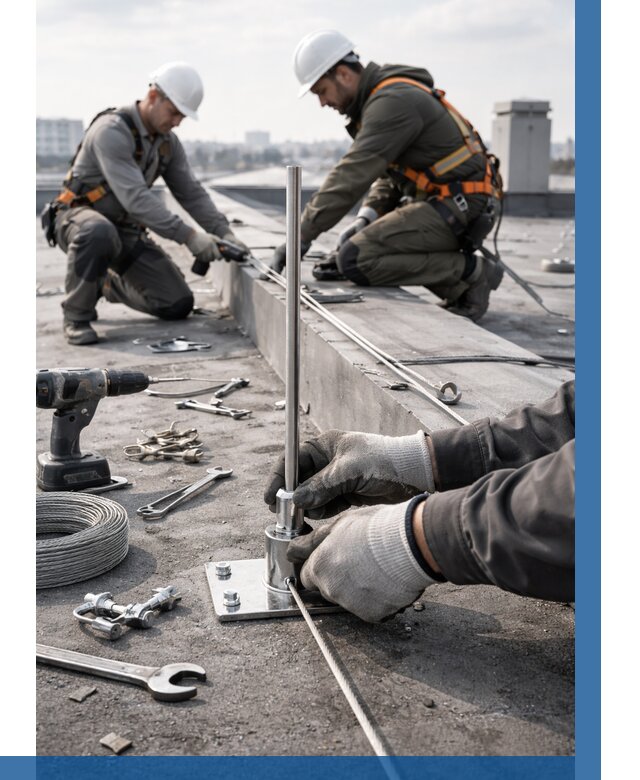 Монтаж молниезащиты на кровле в Темрюке цена от 25733 р. | ВЫСОТНИК-Тмр