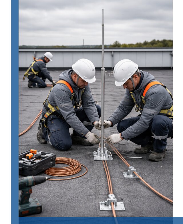 Монтаж молниезащиты на кровле в Темрюке под ключ с гарантией