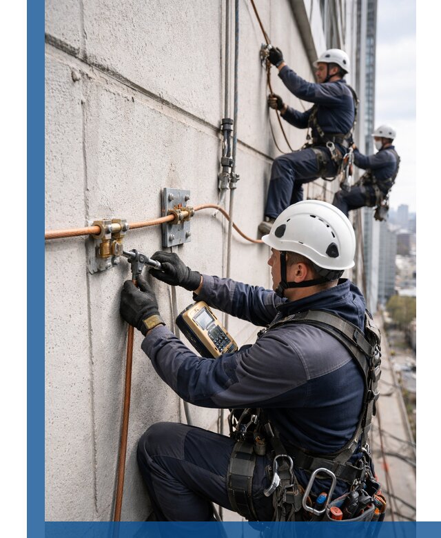 Монтаж системы заземления здания и молниезащиты в Темрюке