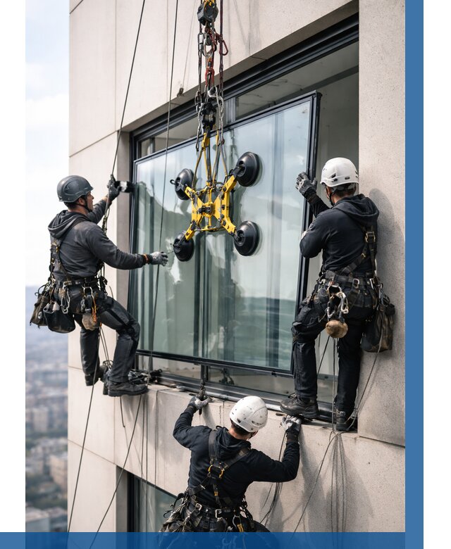 Монтаж стеклопакетов на высоте в Темрюке от 3294 р. | ВЫСОТНИК-Тмр