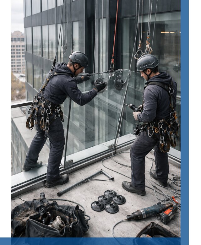 Монтаж стеклянных ограждений в Темрюке от 2573 р. | ВЫСОТНИК-Тмр