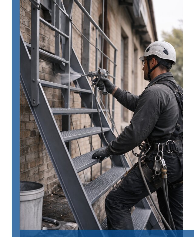 Покраска и антикоррозионная защита пожарных лестниц в Темрюке