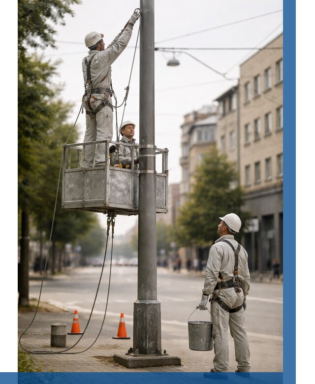 Покраска опор освещения в Темрюке от 5147 р. | ВЫСОТНИК-Тмр