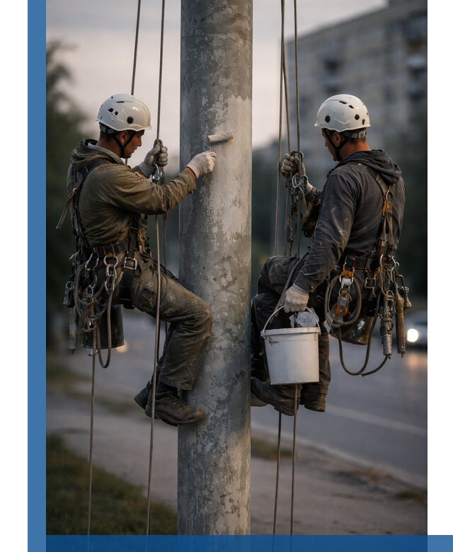 Покраска опор освещения и антикоррозийная защита в Темрюке