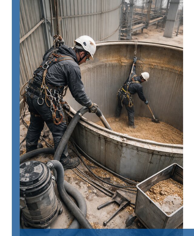 Профессиональная чистка зерновых бункеров в Темрюке с выездом