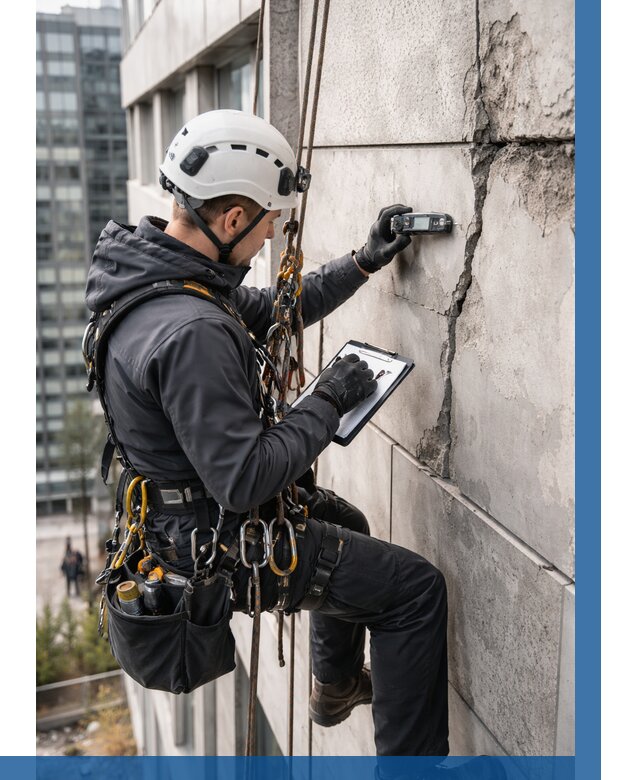 Обследование фасада альпинистами в Темрюке от 124 р. | ВЫСОТНИК-Тмр