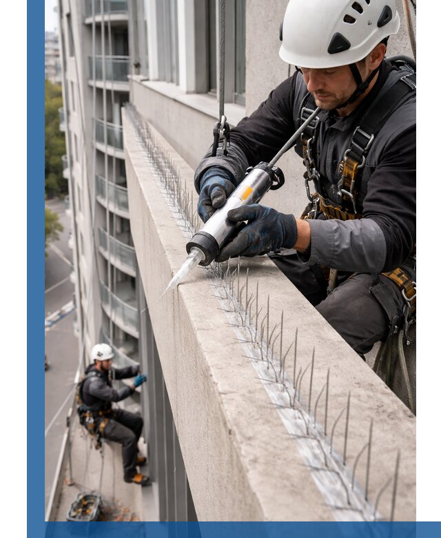 Установка шипов от птиц на фасадах и кровлях в Темрюке